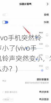 vivo手机突然铃声小了(vivo手机铃声突然变小，怎么办？)