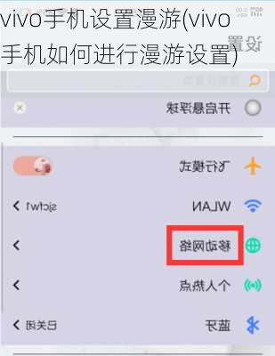 vivo手机设置漫游(vivo手机如何进行漫游设置)
