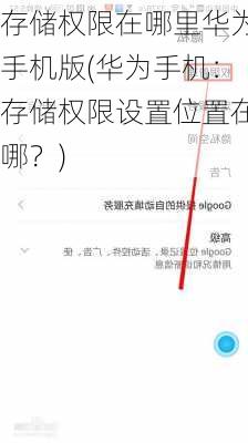 存储权限在哪里华为手机版(华为手机：存储权限设置位置在哪？)