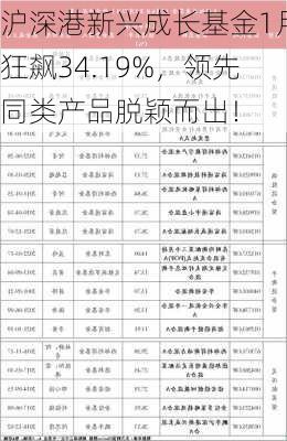 沪深港新兴成长基金1月狂飙34.19%，领先同类产品脱颖而出！