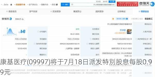 康基医疗(09997)将于7月18日派发特別股息每股0.99元