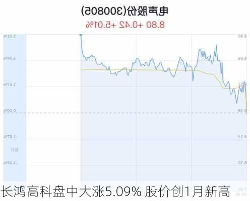 长鸿高科盘中大涨5.09% 股价创1月新高