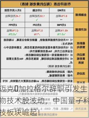 迈克・加拉格尔辞职引发生物技术股波动，中国量子科技板块崛起！