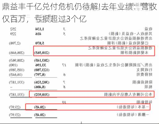 鼎益丰千亿兑付危机仍待解!去年业绩：营收仅百万，亏损超过3个亿