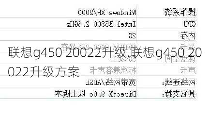 联想g450 20022升级,联想g450 20022升级方案