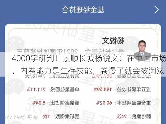 4000字研判！景顺长城杨锐文：在中国市场，内卷能力是生存技能，卷慢了就会被淘汰