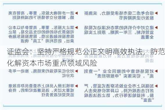 证监会：坚持严格规范公正文明高效执法，防范化解资本市场重点领域风险