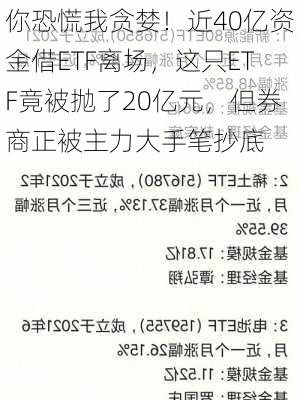 你恐慌我贪婪！近40亿资金借ETF离场，这只ETF竟被抛了20亿元，但券商正被主力大手笔抄底