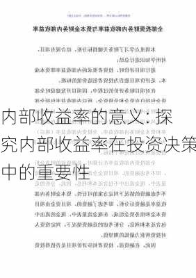 内部收益率的意义: 探究内部收益率在投资决策中的重要性