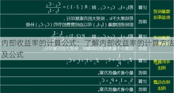 内部收益率的计算公式：了解内部收益率的计算方法及公式