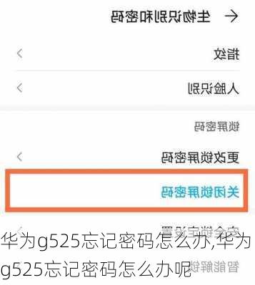 华为g525忘记密码怎么办,华为g525忘记密码怎么办呢