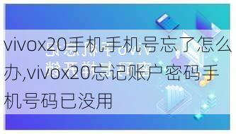 vivox20手机手机号忘了怎么办,vivox20忘记账户密码手机号码已没用