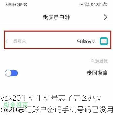 vivox20手机手机号忘了怎么办,vivox20忘记账户密码手机号码已没用