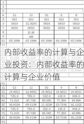 内部收益率的计算与企业投资：内部收益率的计算与企业价值