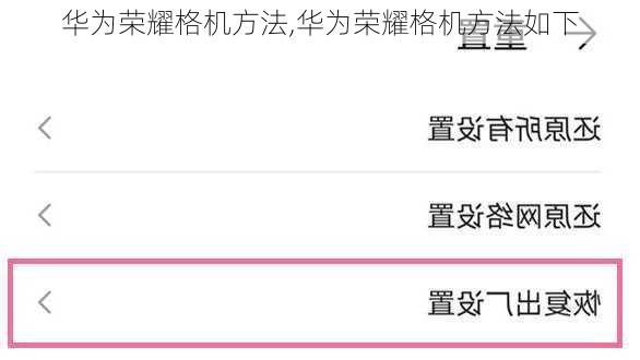 华为荣耀格机方法,华为荣耀格机方法如下