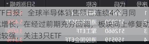 ETF日报：全球半导体销售额已连续4个月同比增长，在经过前期充分回调，板块向上修复动能较强，关注3只ETF