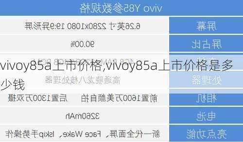 vivoy85a上市价格,vivoy85a上市价格是多少钱