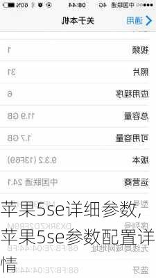 苹果5se详细参数,苹果5se参数配置详情