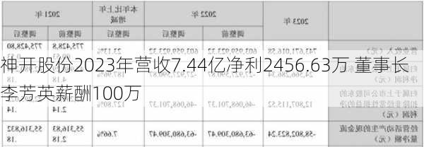 神开股份2023年营收7.44亿净利2456.63万 董事长李芳英薪酬100万