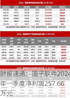 财报速递：国子软件2024年一季度净利润257.66万元