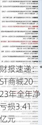 财报速递：*ST商城2023年全年净亏损3.41亿元