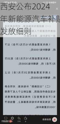 西安公布2024年新能源汽车补贴发放细则