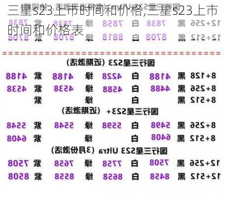 三星s23上市时间和价格,三星s23上市时间和价格表