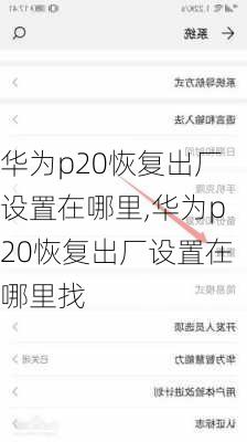 华为p20恢复出厂设置在哪里,华为p20恢复出厂设置在哪里找