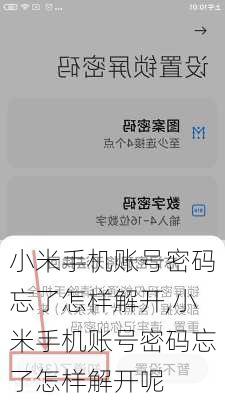 小米手机账号密码忘了怎样解开,小米手机账号密码忘了怎样解开呢