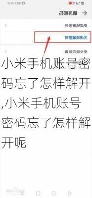 小米手机账号密码忘了怎样解开,小米手机账号密码忘了怎样解开呢