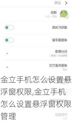 金立手机怎么设置悬浮窗权限,金立手机怎么设置悬浮窗权限管理