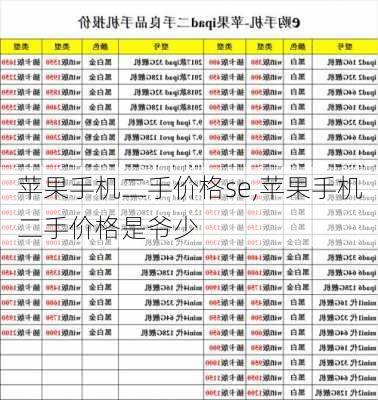 苹果手机二手价格se,苹果手机二手价格是爷少