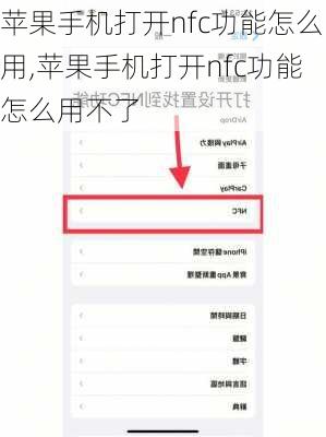 苹果手机打开nfc功能怎么用,苹果手机打开nfc功能怎么用不了