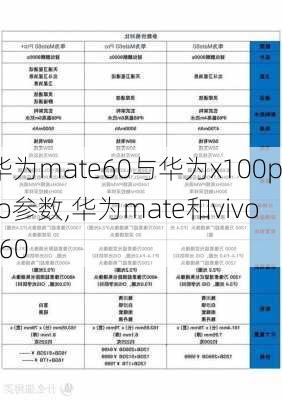 华为mate60与华为x100pro参数,华为mate和vivox60