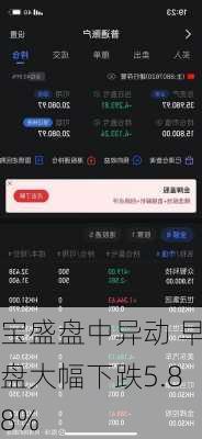 宝盛盘中异动 早盘大幅下跌5.88%