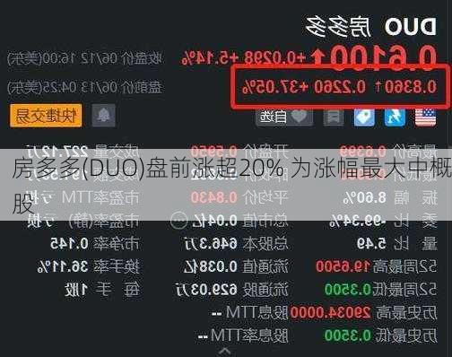 房多多(DUO)盘前涨超20% 为涨幅最大中概股