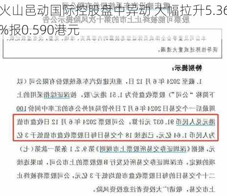 火山邑动国际控股盘中异动 大幅拉升5.36%报0.590港元