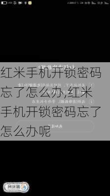 红米手机开锁密码忘了怎么办,红米手机开锁密码忘了怎么办呢