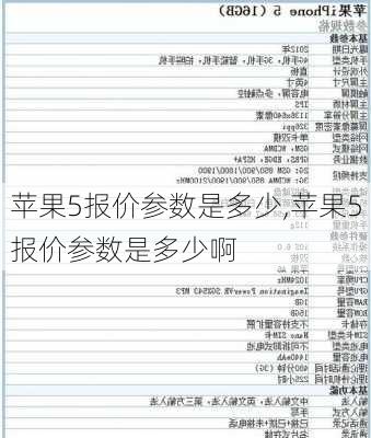 苹果5报价参数是多少,苹果5报价参数是多少啊