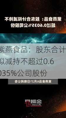 紫燕食品：股东合计拟减持不超过0.6035%公司股份