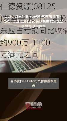 仁德资源(08125)发盈警 预计年度股东应占亏损同比收窄至约900万-1100万港元之间