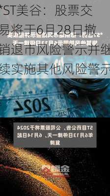 *ST美谷：股票交易将于6月28日撤销退市风险警示并继续实施其他风险警示