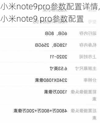 小米note9pro参数配置详情,小米note9 pro参数配置