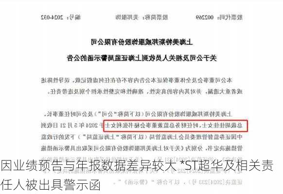 因业绩预告与年报数据差异较大 *ST超华及相关责任人被出具警示函