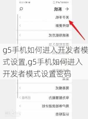 g5手机如何进入开发者模式设置,g5手机如何进入开发者模式设置密码