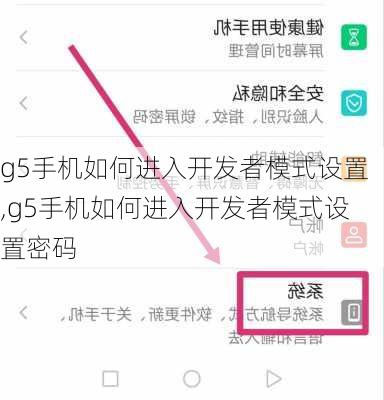 g5手机如何进入开发者模式设置,g5手机如何进入开发者模式设置密码
