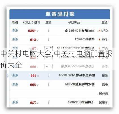 中关村电脑大全,中关村电脑配置报价大全