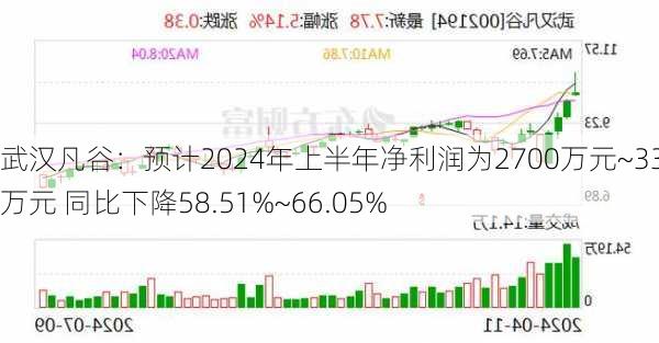 武汉凡谷：预计2024年上半年净利润为2700万元~3300万元 同比下降58.51%~66.05%