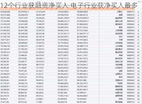 12个行业获融资净买入 电子行业获净买入最多