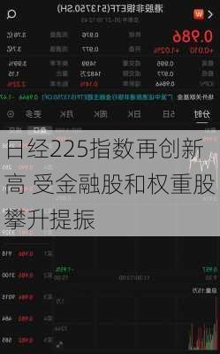 日经225指数再创新高 受金融股和权重股攀升提振